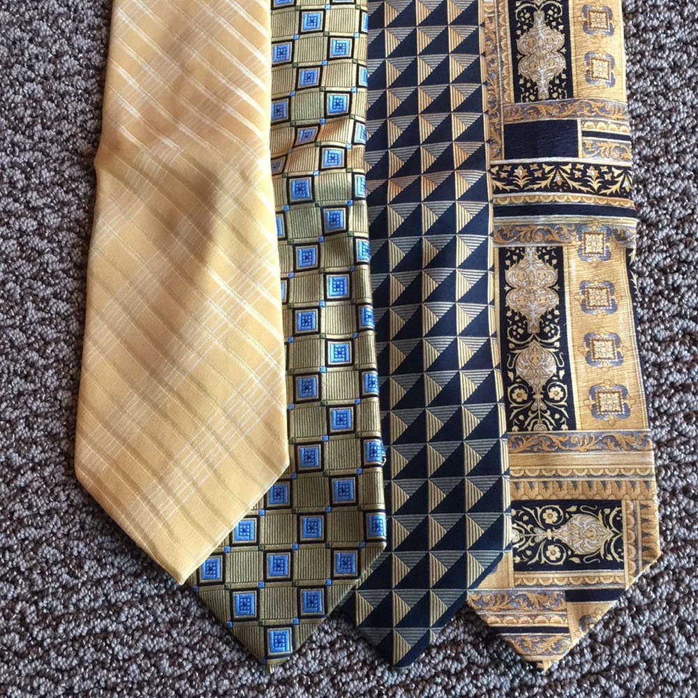 SET OF 5 DESIGNER TIES -VARIOUS GOLDS